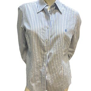 Carolina Herrera Blue and White Striped Button Down Shirt